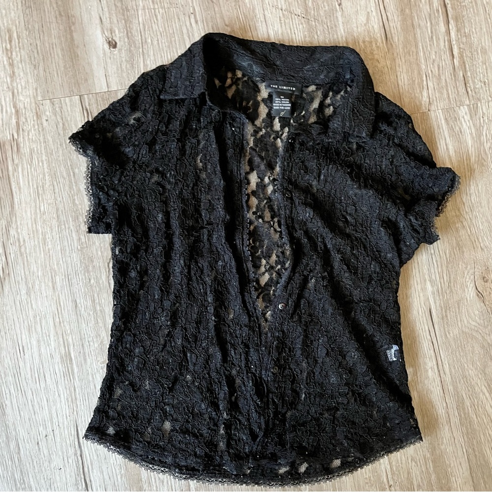 Goth Lace Button-up Top - Picture 3 of 7